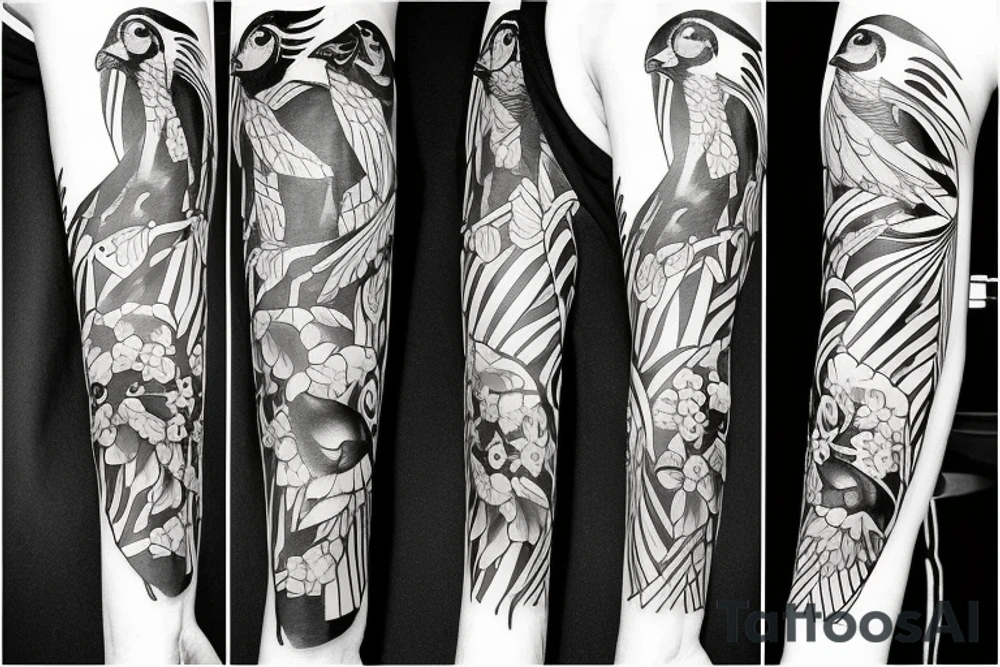 crows full arm tattoo idea