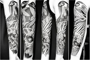 crows full arm tattoo idea