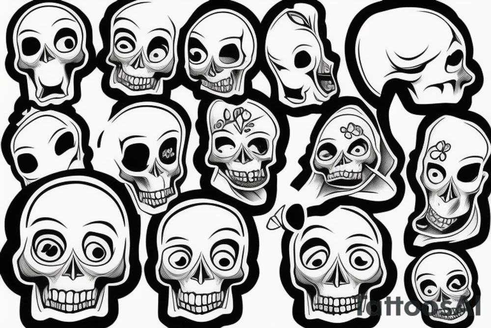 Cartoon skull tattoo idea