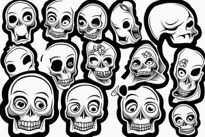 Cartoon skull tattoo idea