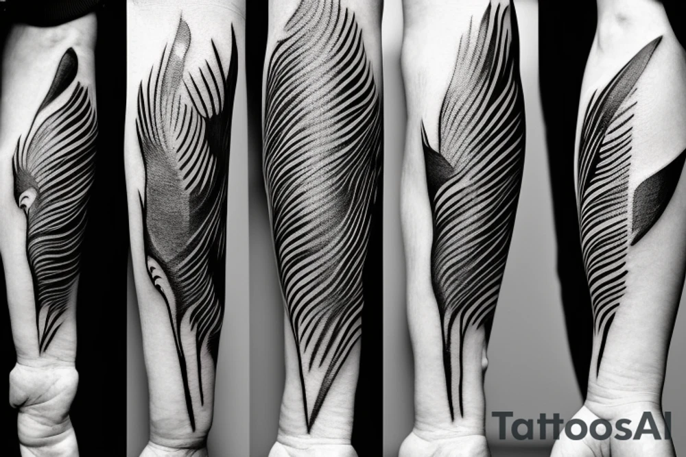 full arm work small abstract crows tattoo idea