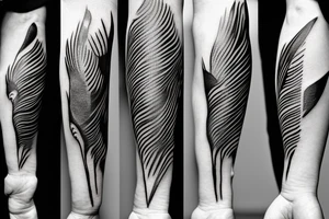 full arm work small abstract crows tattoo idea