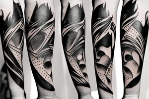 full arm work small abstract crows tattoo idea