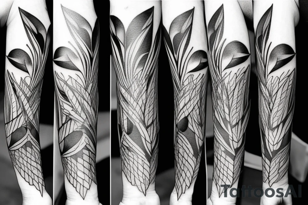 full arm work small crows tattoo idea