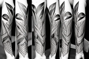 full arm work small crows tattoo idea