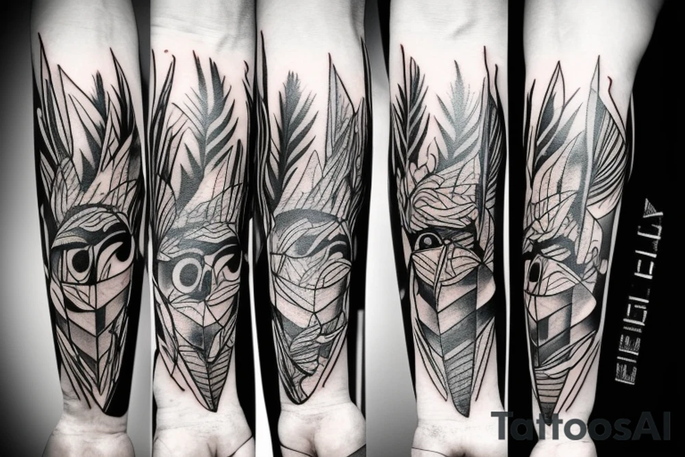 full arm work small crows tattoo idea
