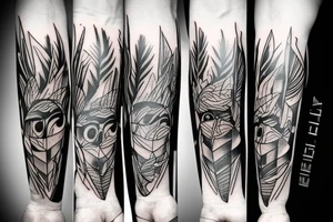 full arm work small crows tattoo idea