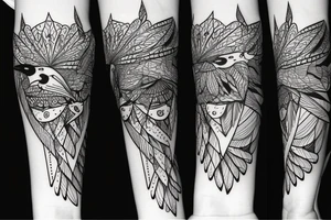 full arm work small crows pattern tattoo idea