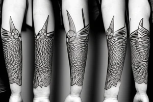 full arm work small crows pattern tattoo idea