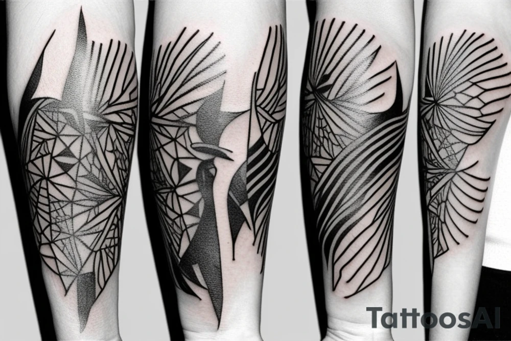 full arm work small many crows pattern tattoo idea