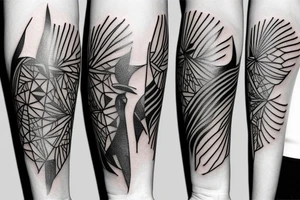 full arm work small many crows pattern tattoo idea