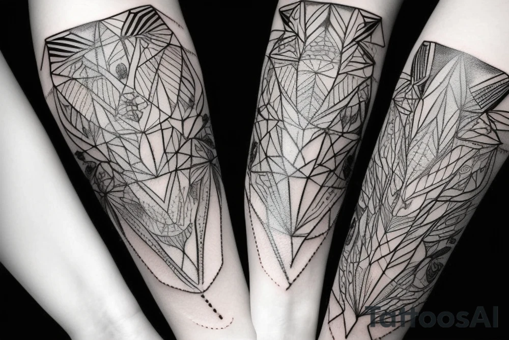 full arm work small many crows pattern tattoo idea