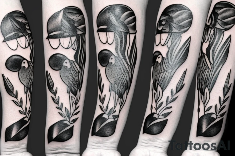 full arm work many small crows tattoo idea