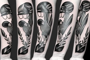 full arm work many small crows tattoo idea