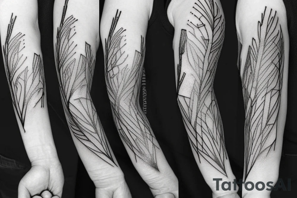 full arm work many crows minimalistic tattoo idea