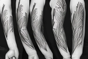 full arm work many crows minimalistic tattoo idea