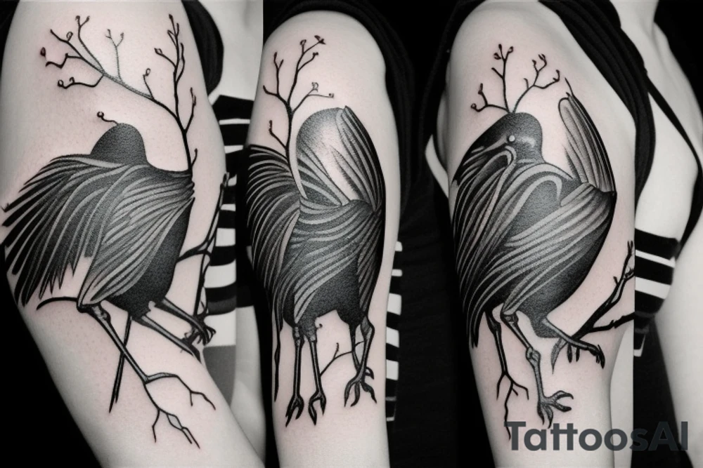 full arm work many crows minimalistic tattoo idea