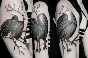 full arm work many crows minimalistic tattoo idea