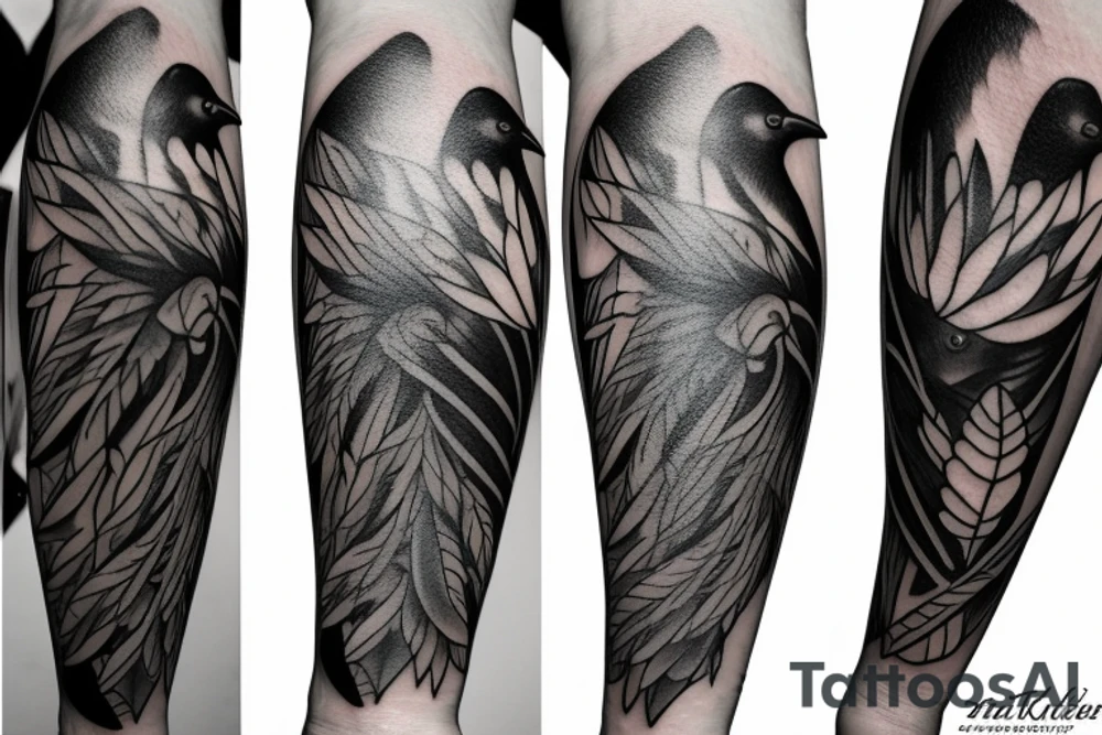 full arm full of small crows tattoo idea