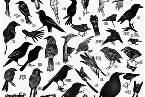 full arm full of small crows tattoo idea