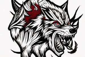 Realistic Japanese style demon wolf with red eyes and three Indian  arrows through it head tattoo idea