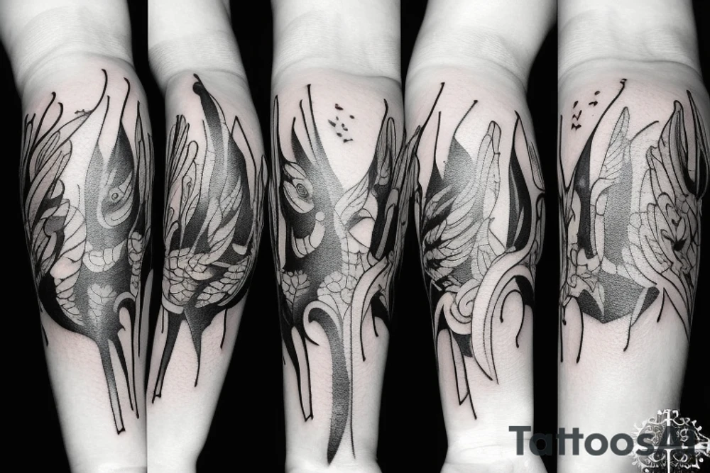 arm full of small crows tattoo idea