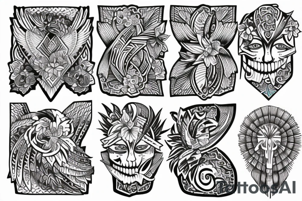 phoenix drawn with cipso flowers tattoo idea