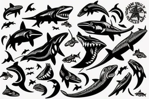 Ocean tribal Australia shark wave spear tattoo idea