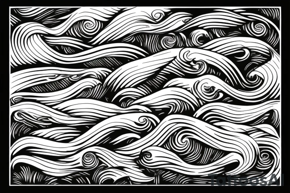 Ocean  wave spear tattoo idea
