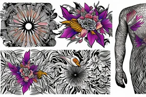 phoenix drawn with cipso flowers tattoo idea