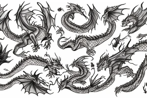 "Noah", dragons, trees, and flowers tattoo idea
