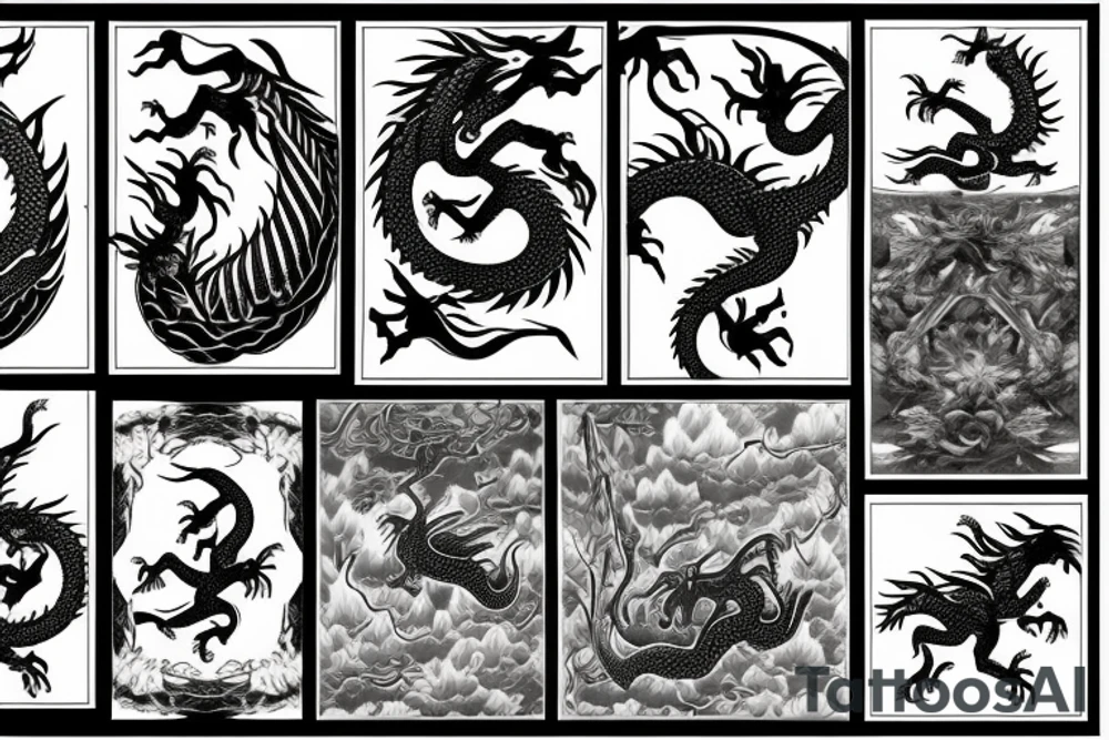 "Noah", dragons, trees, and flowers tattoo idea