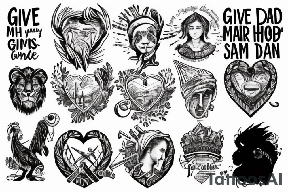 give me faith like Daniel in the lion’s den
Give me hope like Moses in the wilderness
Give me a heart like David, Lord be my defense
So I can face my giants with confidence tattoo idea