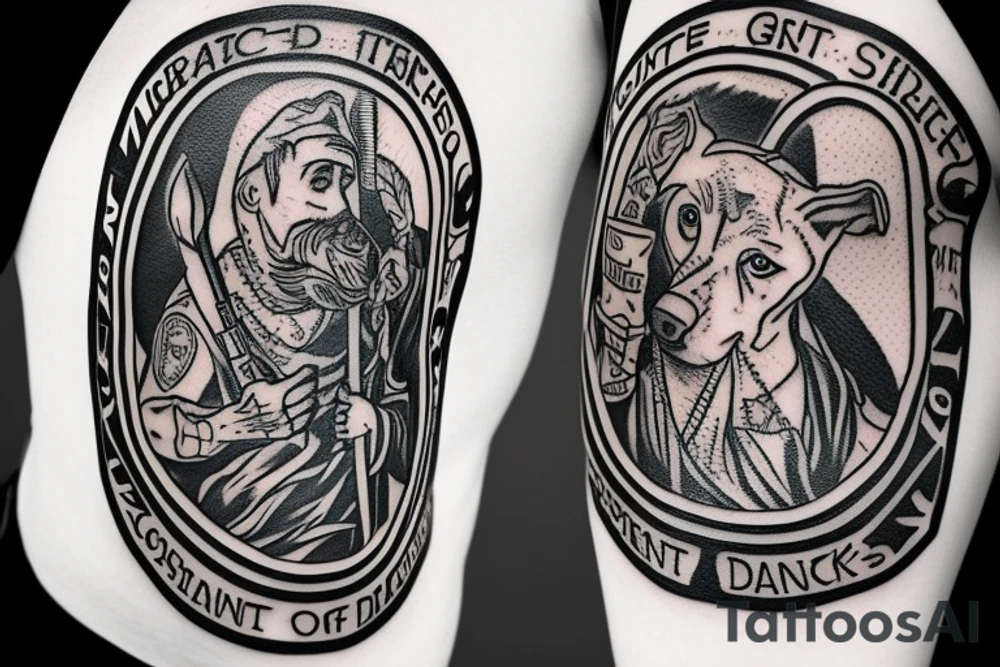 Saint Christopher with the head of a Great Dane tattoo idea