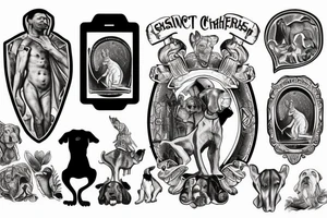 Saint Christopher with the head of a Great Dane dog tattoo idea