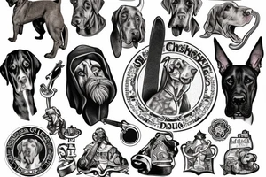 Saint Christopher with the head of a Great Dane dog tattoo idea