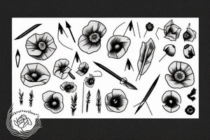 Arrow with a small red poppy tattoo idea