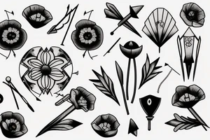 Arrow with a small red poppy tattoo idea