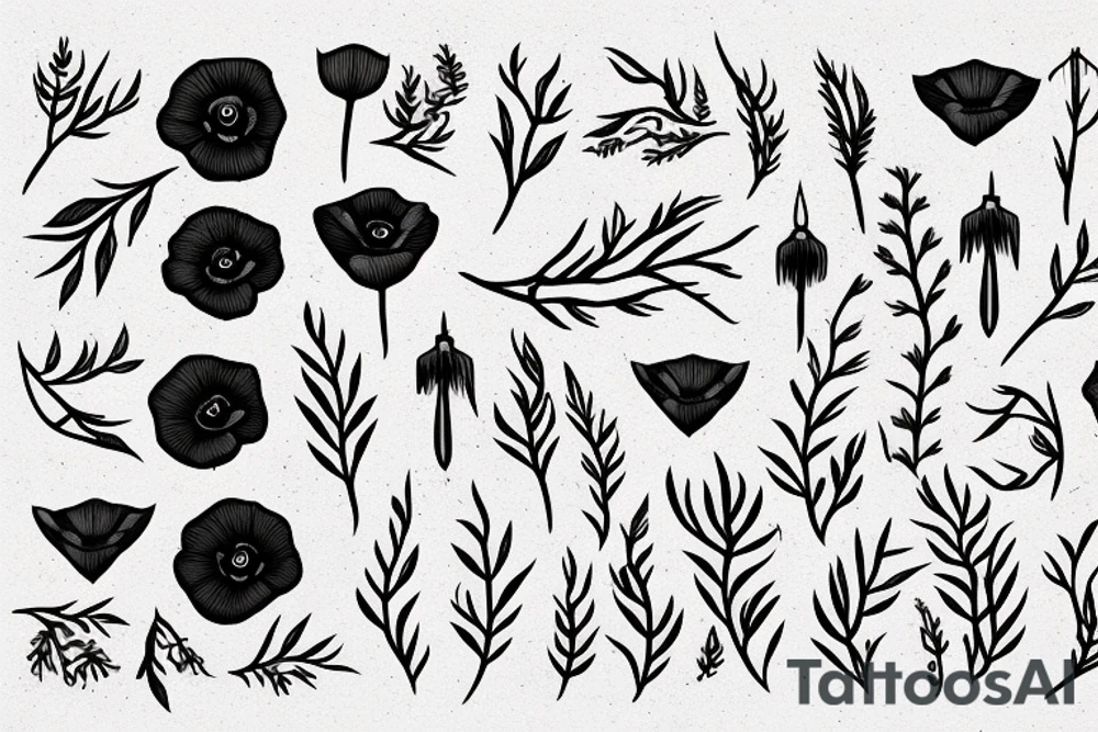 Arrow with a small red poppy tattoo idea