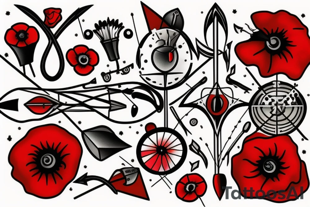 Arrow with a small red poppy tattoo idea