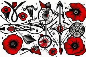 Arrow with a small red poppy tattoo idea