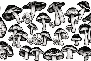 many small separate fly agaric mushrooms abstract tattoo idea