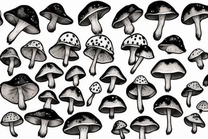 many small separate fly agaric mushrooms abstract tattoo idea