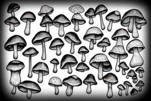 many small fly agaric mushrooms abstract tattoo idea