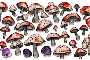 many small cute fly agaric mushrooms abstract tattoo idea
