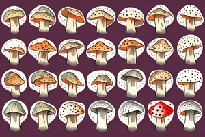 many small cute fly agaric mushrooms abstract tattoo idea