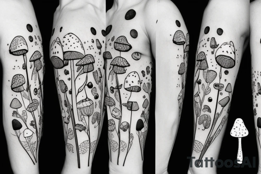 many small cute fly agaric mushrooms abstract tattoo idea