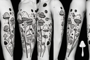 many small cute fly agaric mushrooms abstract tattoo idea