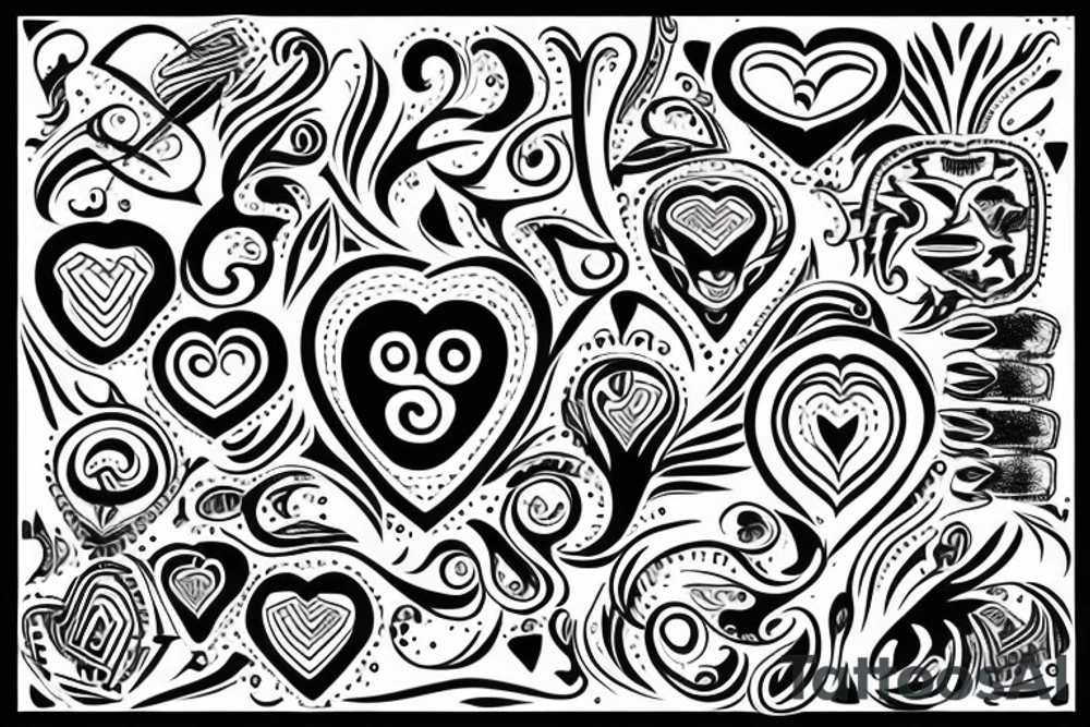 heart with tribal design around it tattoo idea