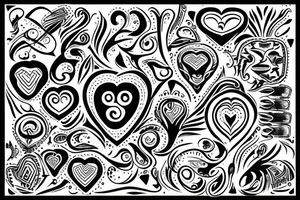 heart with tribal design around it tattoo idea